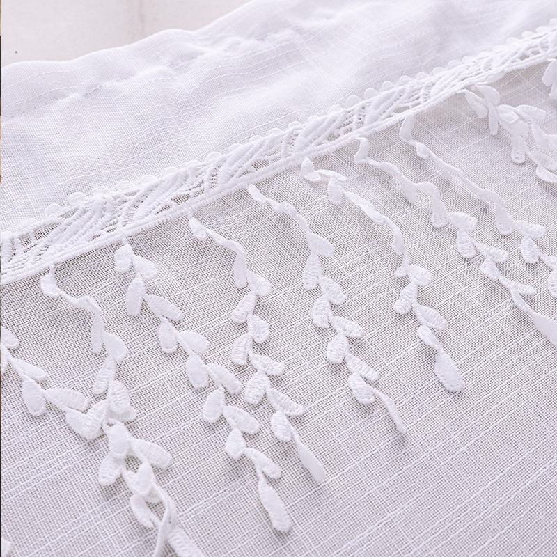 Small Fresh Dark Stripes Are Opaque To Light, People Wear Poles, Short Curtains, Willow Leaf Strips Splicing Short Curtains