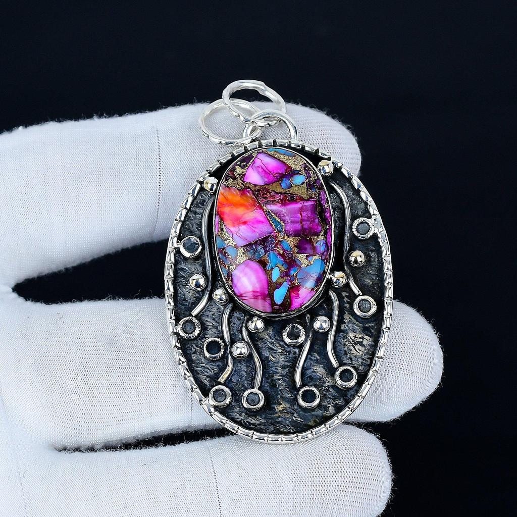 Kingman Spiny Turquoise Pendant, 925 Sterling Silver Handmade Jewelry, Turquoise Silver Pendant, Party Wear Jewelry For Women's, Pendant Wadding Gift