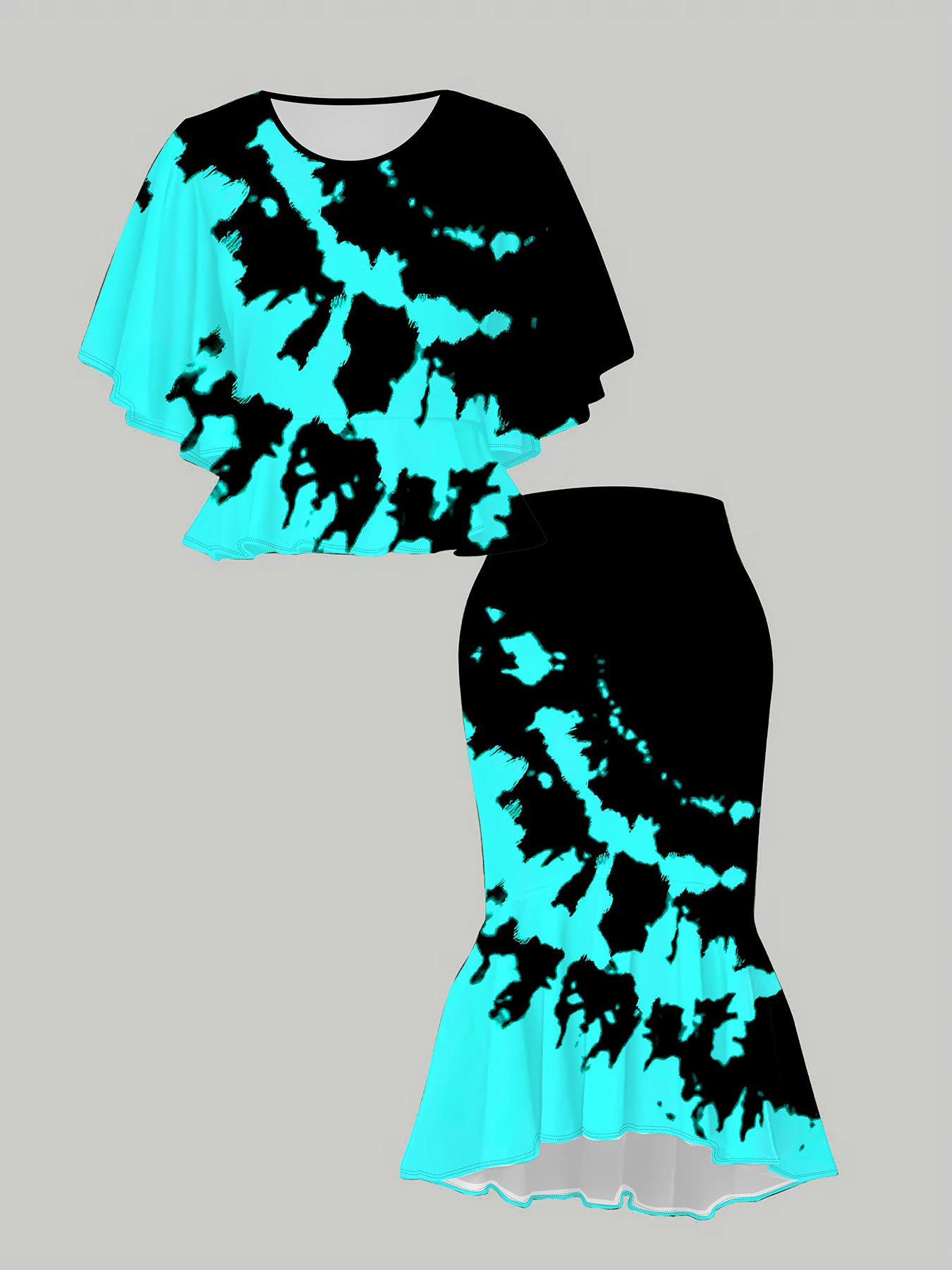 

Классический тотемный женский принт, напечатанный на 3D-принтере, Модный большого размера, Элегантный, Универсальный для всех сезонов. Футболка, Юбка и Комплект 5XL синий