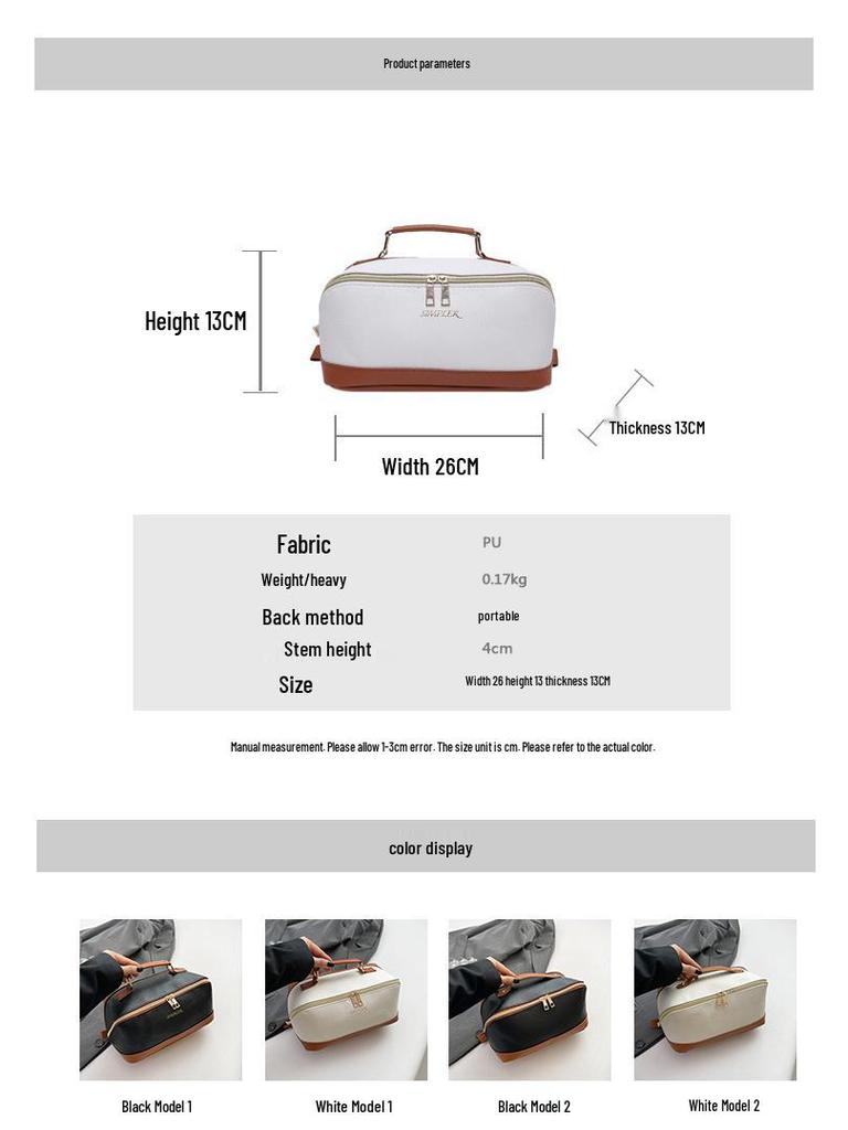 Large Capacity Waterproof Leather Travel Makeup & Toiletry Bag
