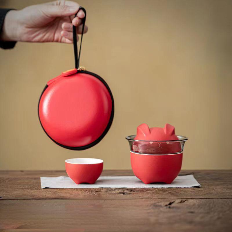 2pcs Tea Sets Company Opening Gift Cut Cartoon Tea Cup Set For Birthday Gift Holiday Gift And Festival Gift 3.74*3.74*2.95inch Food Service Equipment