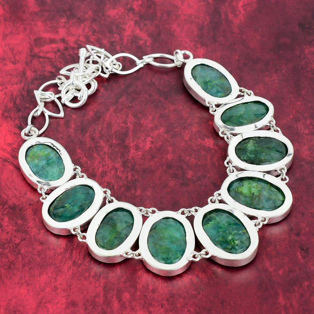 Zambian Emerald Necklace 925 Solid Sterling Silver Adjustable Chain Necklace Gift For Women, Handmade Gemstone Jewelry Necklace
