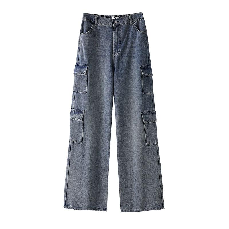 

Женские весенние повседневные прямые брюки большого размера с высокой талией, рабочие джинсы Temperament 6XL