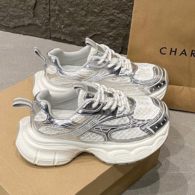Thick-soled Thin-mesh Dad Shoes for Women In the Summer of 2025, the New European Version of Mesh Yarn, Breathable and Versatile Casual Sports Sh