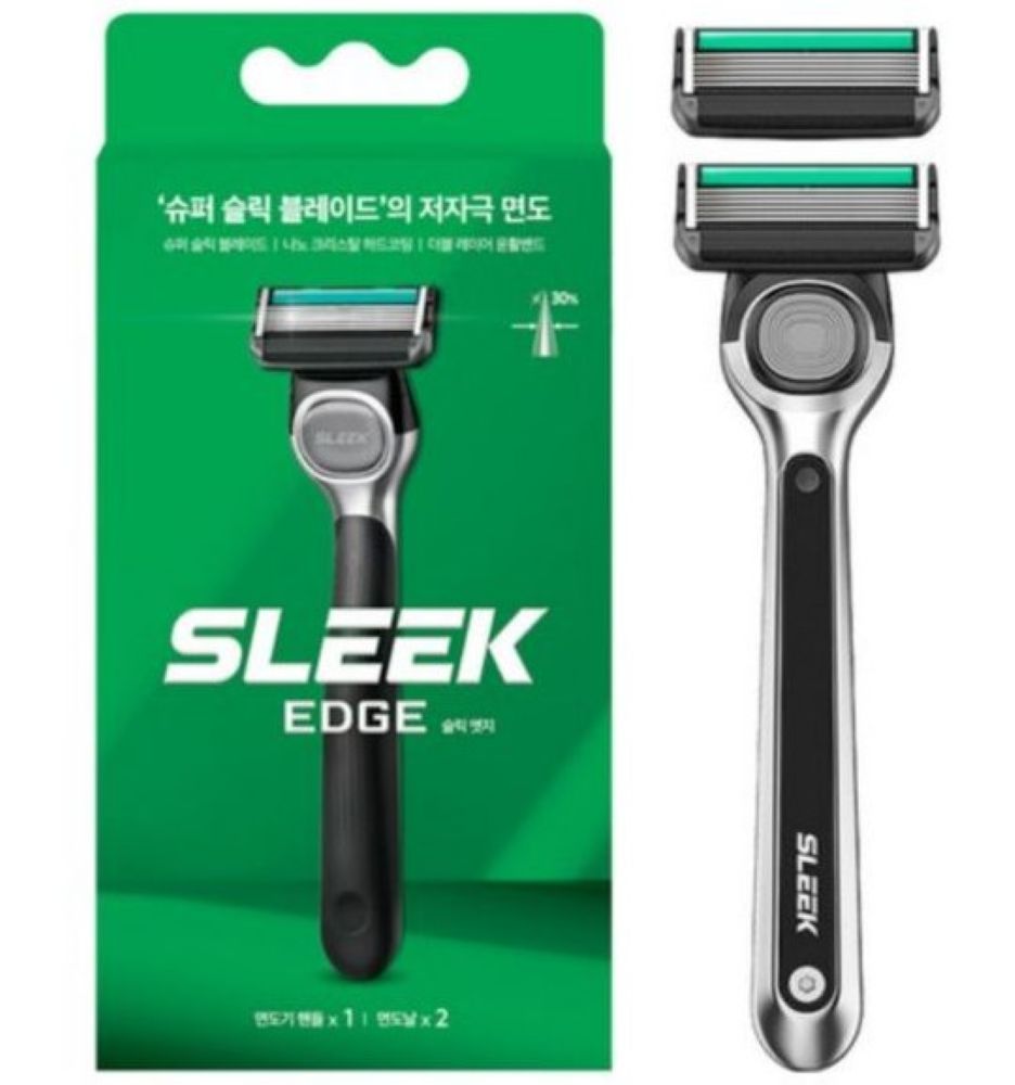 DORCO SLEEK Edge 6-Blade Manual Razor Handle Pack with 2 Replacement Cartridges