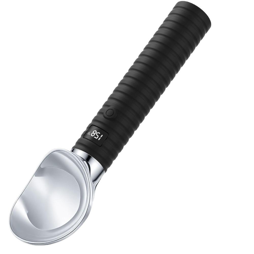 

Adjust Temperature Heated Ice Cream Scoop USB Rechargeable Self Warming Dessert Gadget Kitchen Use чёрный
