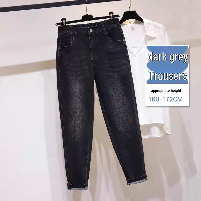 Women's Plus Size High Waist Harem Jeans for Spring/Fall - Breathable, Slimming, Pear-Shaped Fit