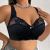 Plus Size Full‑Cup Lace Embroidery Front Closure Wireless Bra Comfort Breathable Y2K‑Style Brassiere