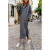 Autumn and Winter New Loose Large Knitted Hooded Long Dress with Velvet Hoodie, Casual Fashion Dress, Large Pocket Skirt