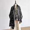 Winter Faux Cashmere Scarves Women Thick Warm Leopard Print Fashionable Luxurious Blanket Scarf Coldproof Windproof Blanket