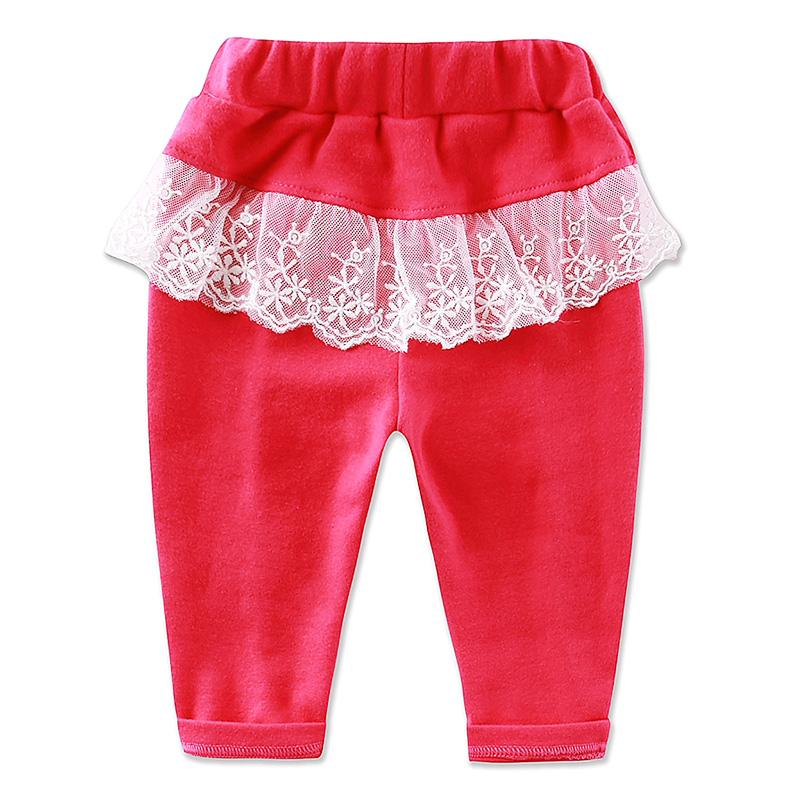 2 Pcs/lot Little Q Children's Clothing British Style Lace Patchwork Beads Trousers Baby Pure Cotton Soft Clothes Girls Kid Fashion Pants