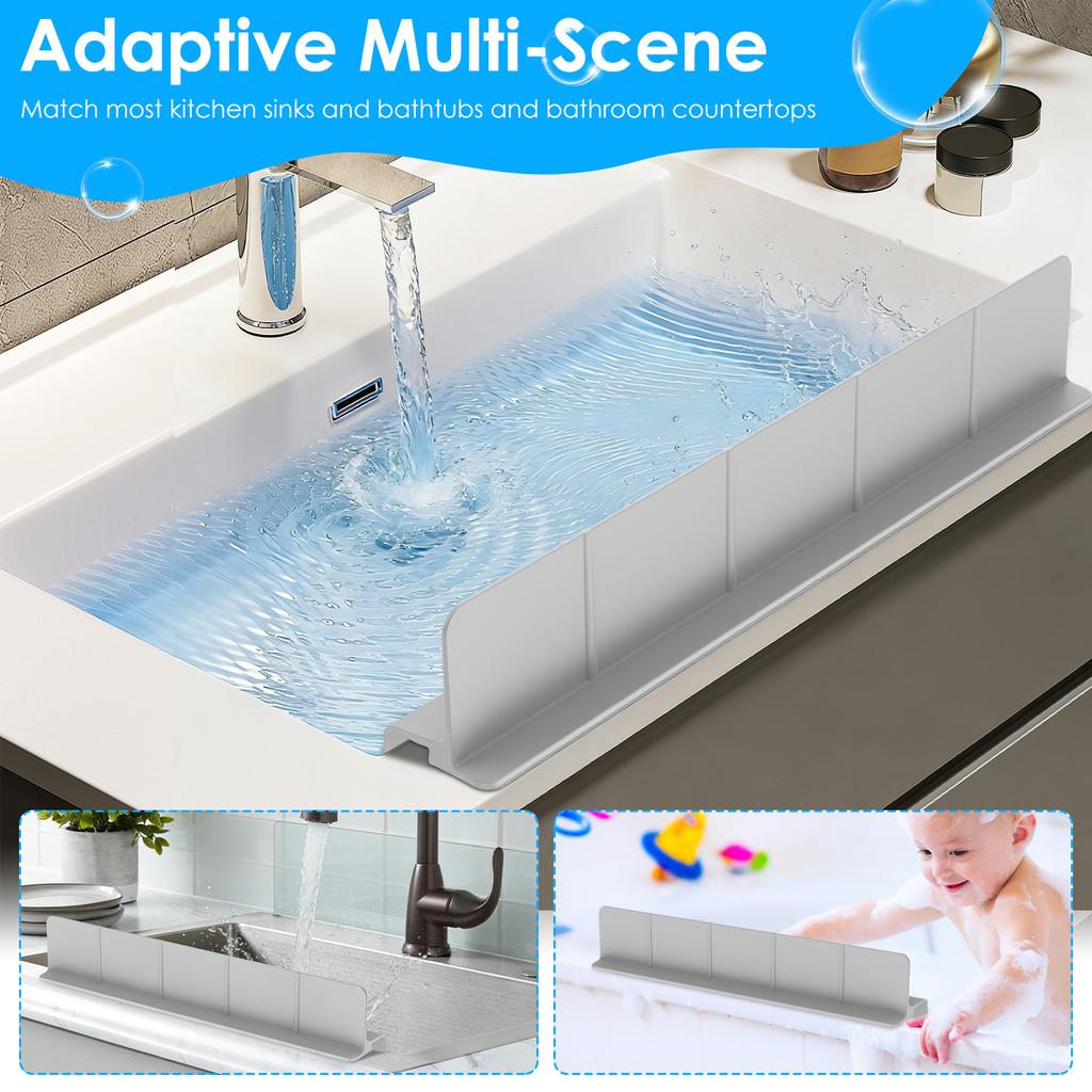 23″ Sink Water Splash Guard Silicone Kitchen Sink Water Baffle Plate with Non Slip Strong Suction Cups Sink Baffle Splash Guard
