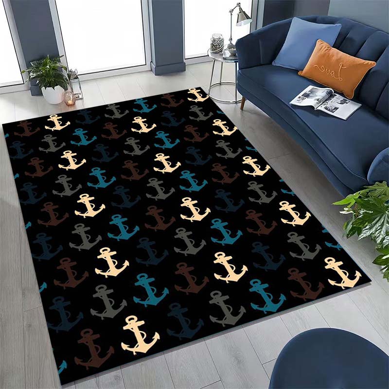 Starry-Sky Colorful Anchor-Pattern Rug – Unique Non-Slip Mat for Living Room or Bedroom Bedside