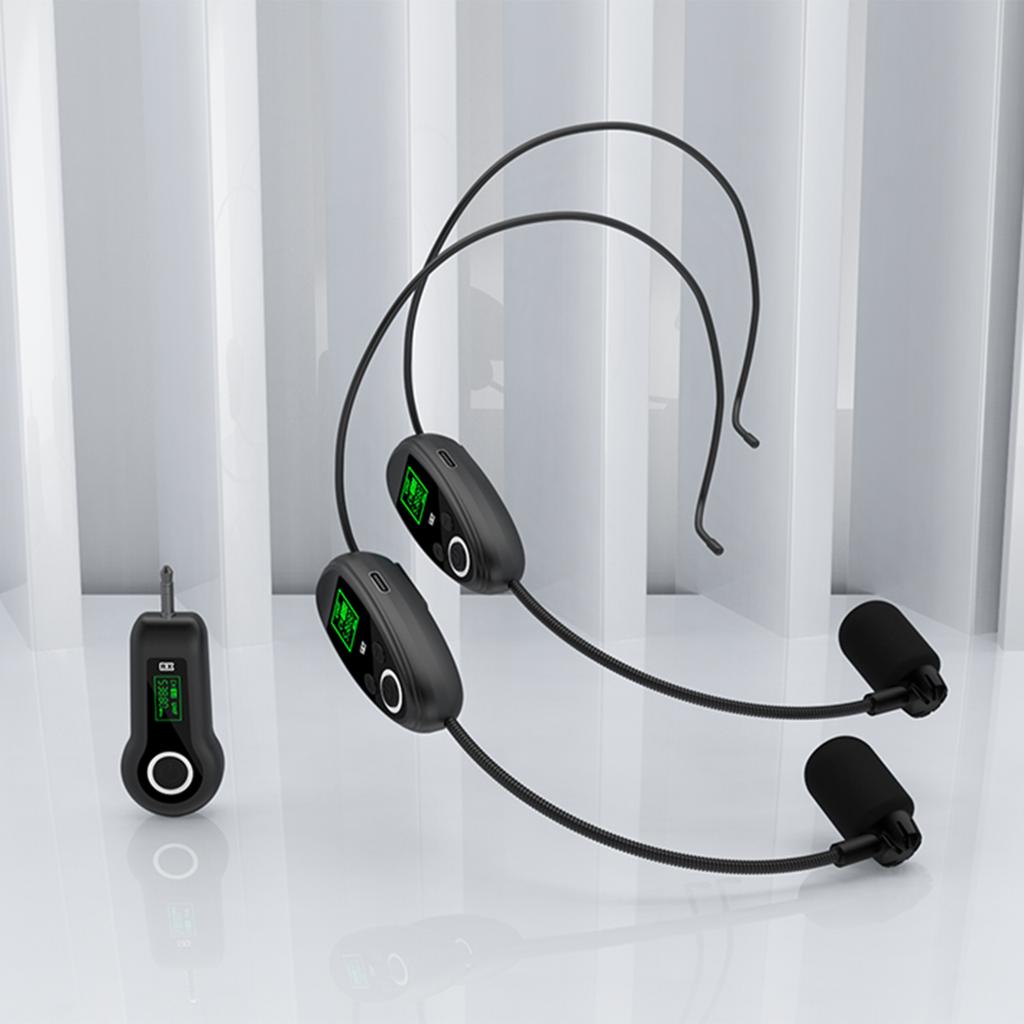 2.4G Headset Microphones with Receiver Wireless Microphone Set Transmitter 164ft Range 2 in 1 Clear Audio for Teachers Coaching
