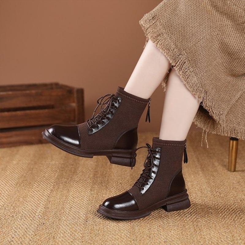 Retro Shoes, Lace-up Boots, Chunky Ankle Boots, New Fashionable Casual Shoes, Single Boots, Women's Shoes