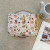 Adorable Blue Cartoon Makeup Bag: Mini Pure Cotton Coin and Earphone Pouch, Lipstick Carrier, Portable Storage.