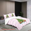 3-piece Christmas themed pink Christmas tree print (1 duvet cover+2 pillowcases, no core) comfortable bedding set