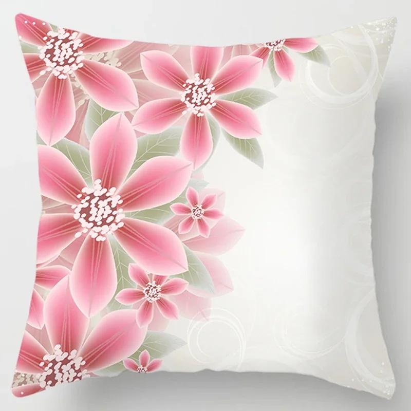 Square Pillow Case, D Printing Flower, Elegant and Fresh, Home Decoration, Living Room Sofa Cushion Cover, Pillow Case