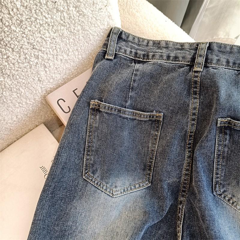 2025 Trendy Women's High-Waist Loose-Fit Korean Jeans - Wide Leg, Straight, Floor-Length.