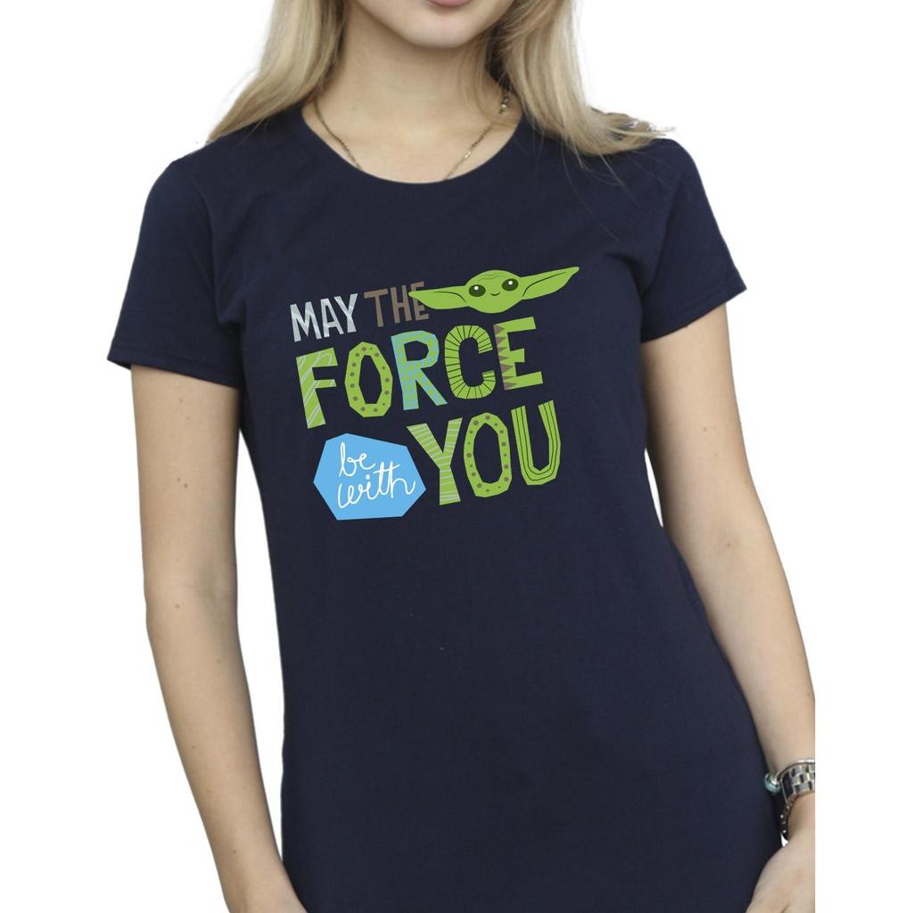 STAR WARS Womens/Ladies The Mandalorian May The Force Be With You Cotton T-Shirt