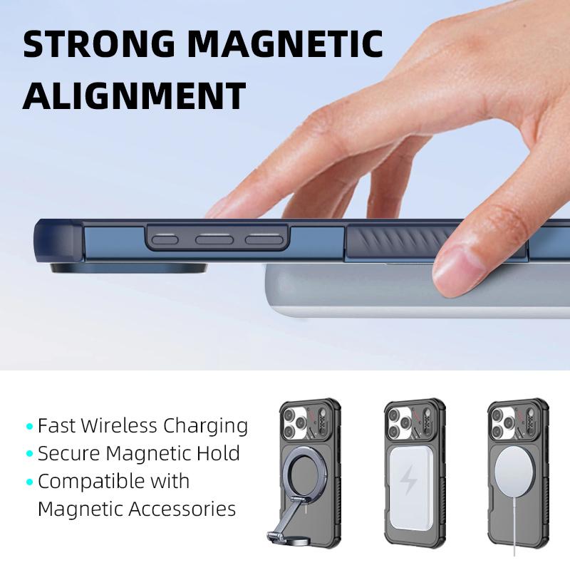 Luxury Armor Magnetic Phone Case For iPhone 17 16 15 14  13 Pro Max 15 Plus For Magsafe Anti-slip Bumper Shockproof Cover