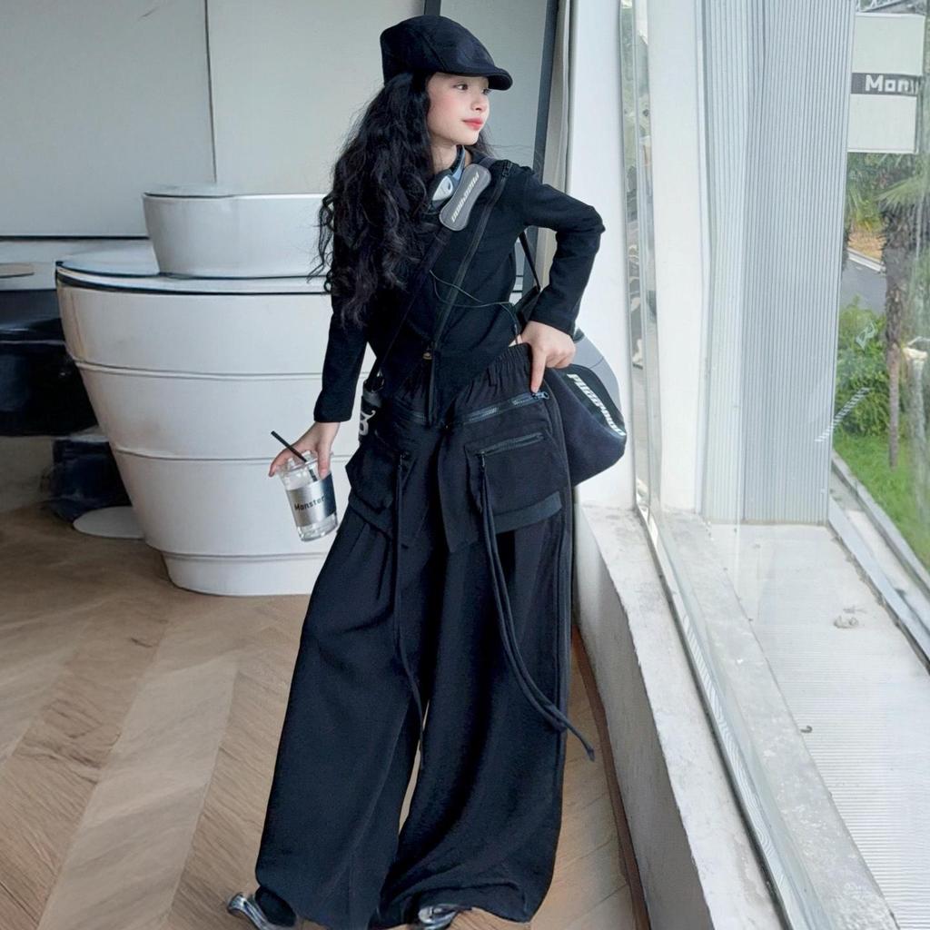 Modisches Mädchen-Herbst 2025 Langarm-Top & Cargohose Set
