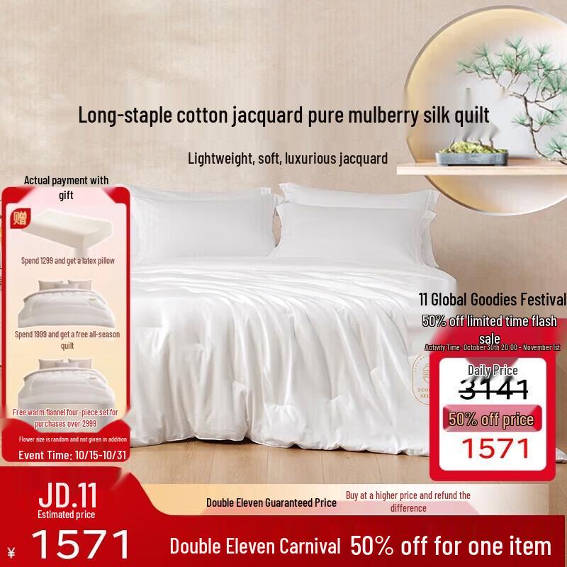

Mengjie Luxury Mulberry Silk & Cotton Jacquard Duvet