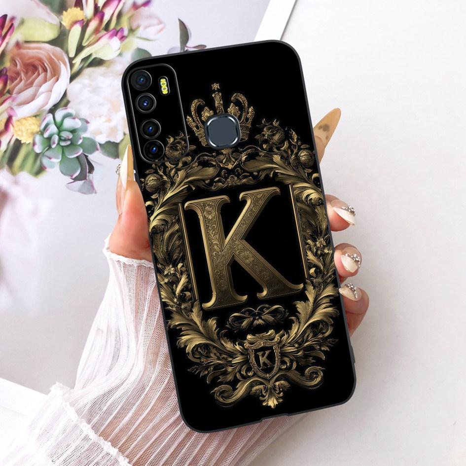 For Infinix Hot 9 Pro Case Hot 9 Play Back Cover Luxury Crown Letters Soft Silicone TPU Phone Case For Infinix Note 7 Lite Shell