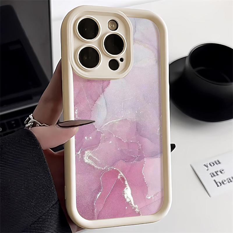 Soft Silicone Brown Marble Case, Suitable for iPhone17 16 15 14 13Pro Max 12 11, Luxury Gold Foil Shockproof Protective Cover