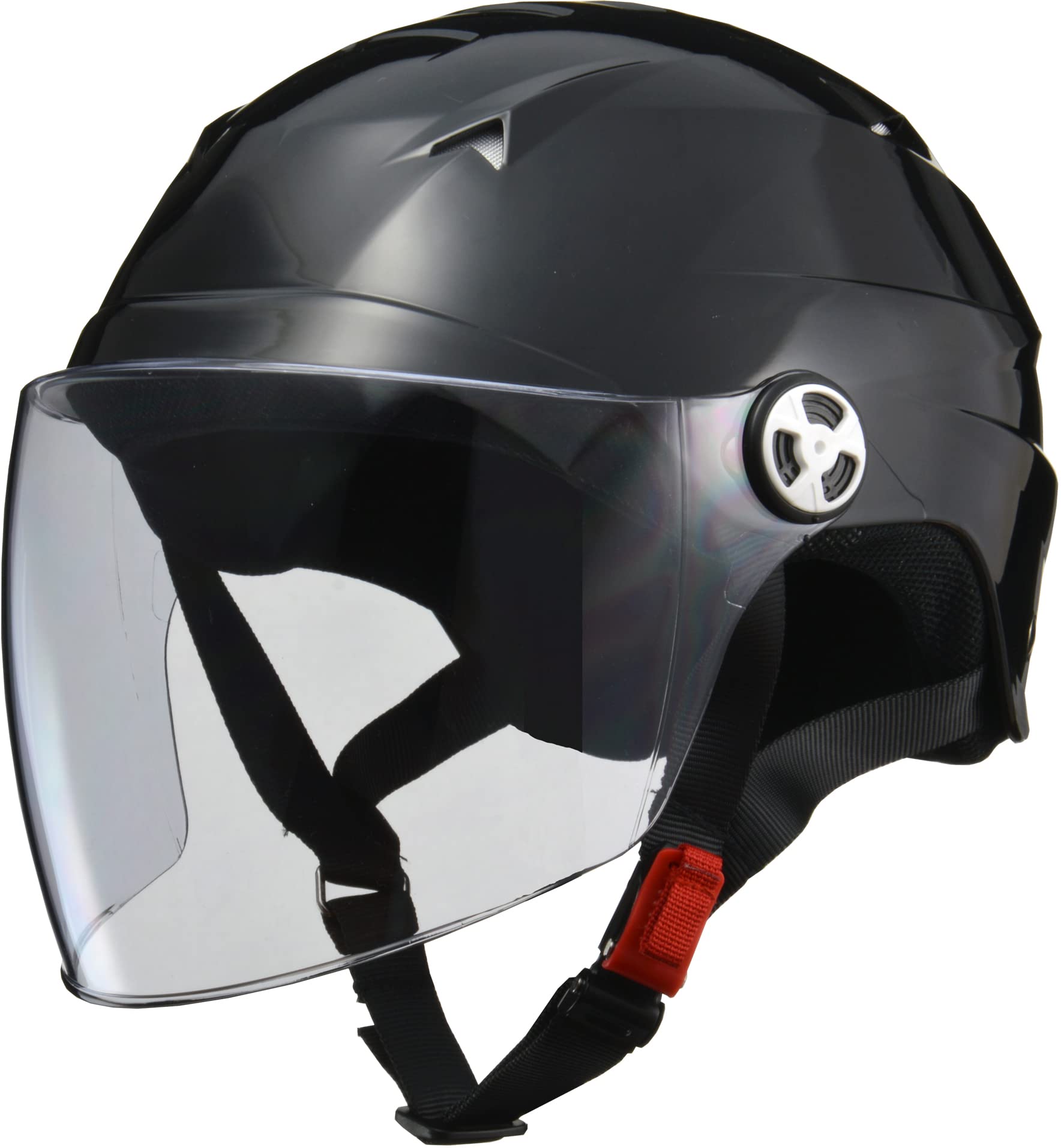 

LEAD Motorcycle Helmet Jet SERIO Shielded Half Helmet Black RE40 One Size - чёрный