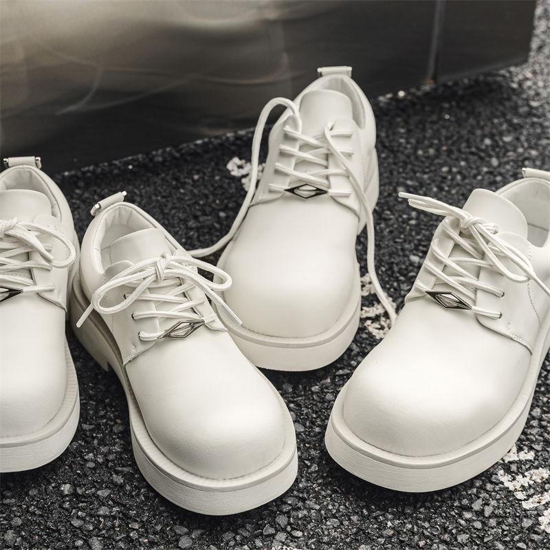 Women British Upturned Head Big Head Leather Heightened Platform Couple Casual Commuting Versatile Men's Derby Shoes