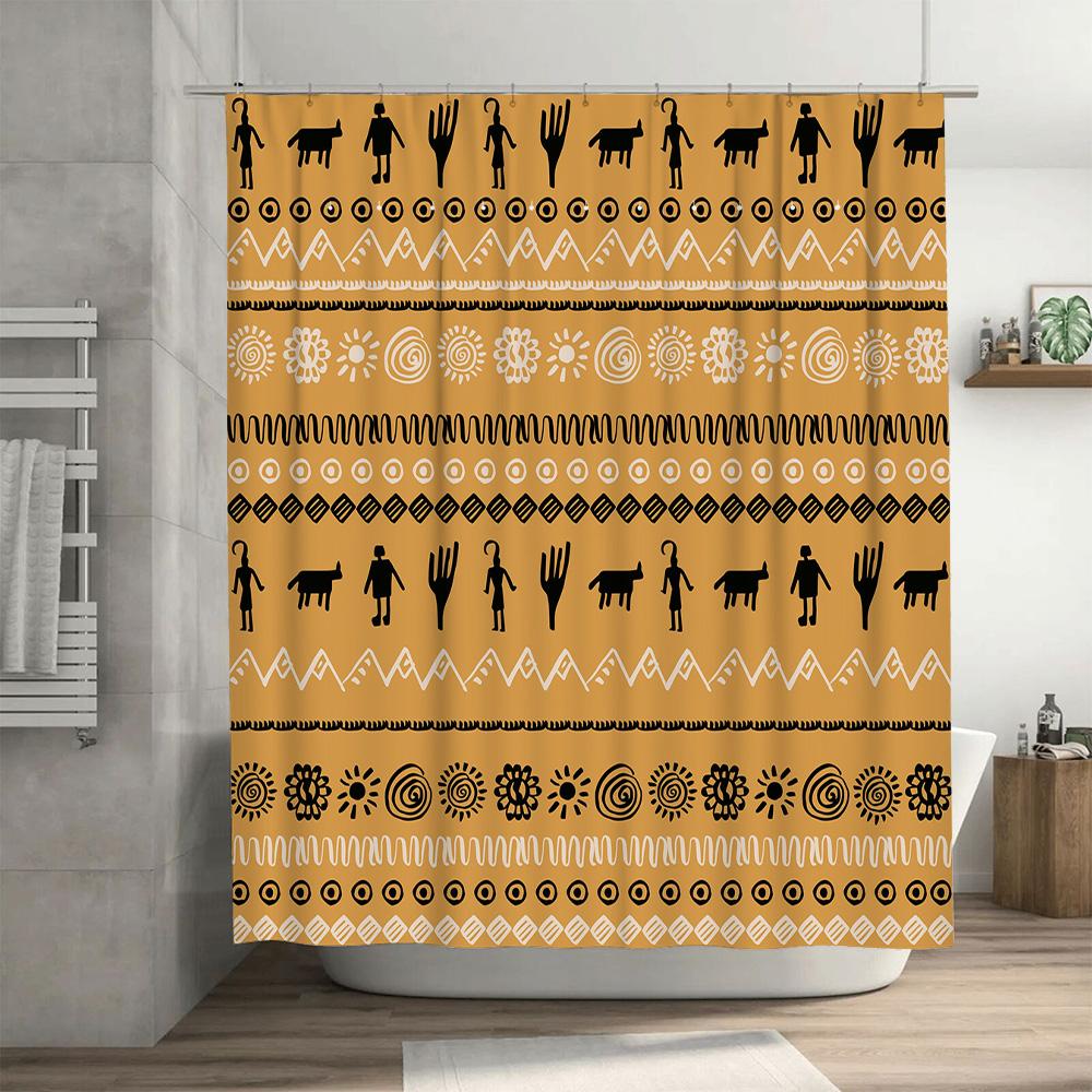 Decorative Shower Curtain Bohemian Style with Cactus Zebra Print Design Black White Floral Pattern for Bathroom Decorations 72x8