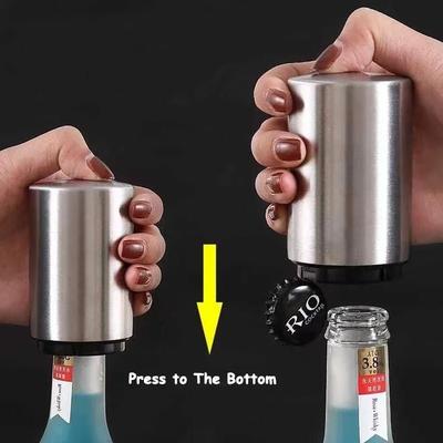 Press Bottle Opener for Beer, Cocktail, Wine, Stainless Steel, Semi-automatic Cap Opener, Press Cover Opener for Oktoberfest