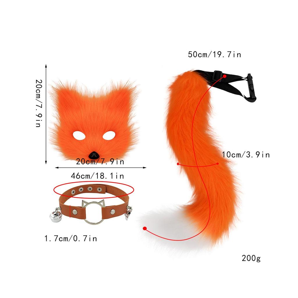 Therian Mask and Tail Cute Fancy Dress Faux Face Mask Cosplay Props for Prom Stage Performance Role Party Favor