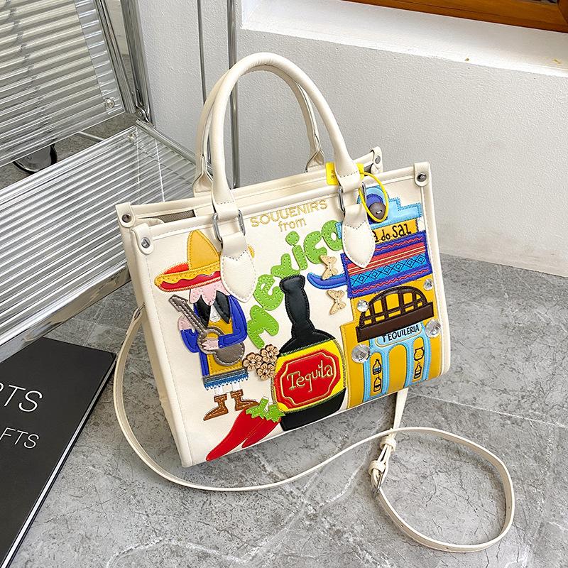Borsa di Grande Capacità - Borsa a Mano/a Spalla Tote in Stile Vintage - Borsa Monospalla di Nicchia
