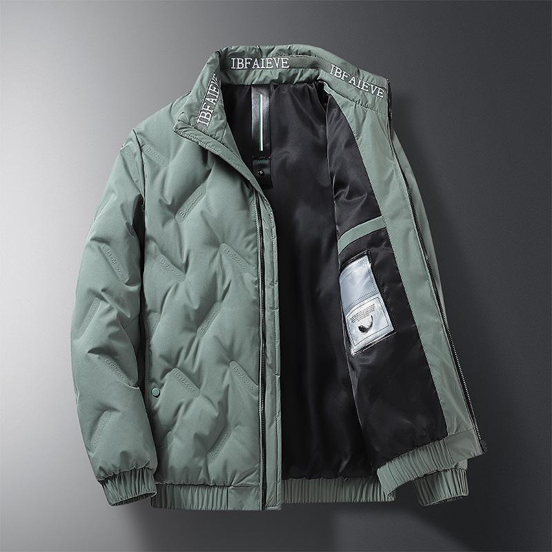 

Мужской пуховик зимний повседневный со стойкой воротником утолщенный теплый зимняя одежда большого размера пуховик из белого утиного пуха мужской 5XL темно-зеленого