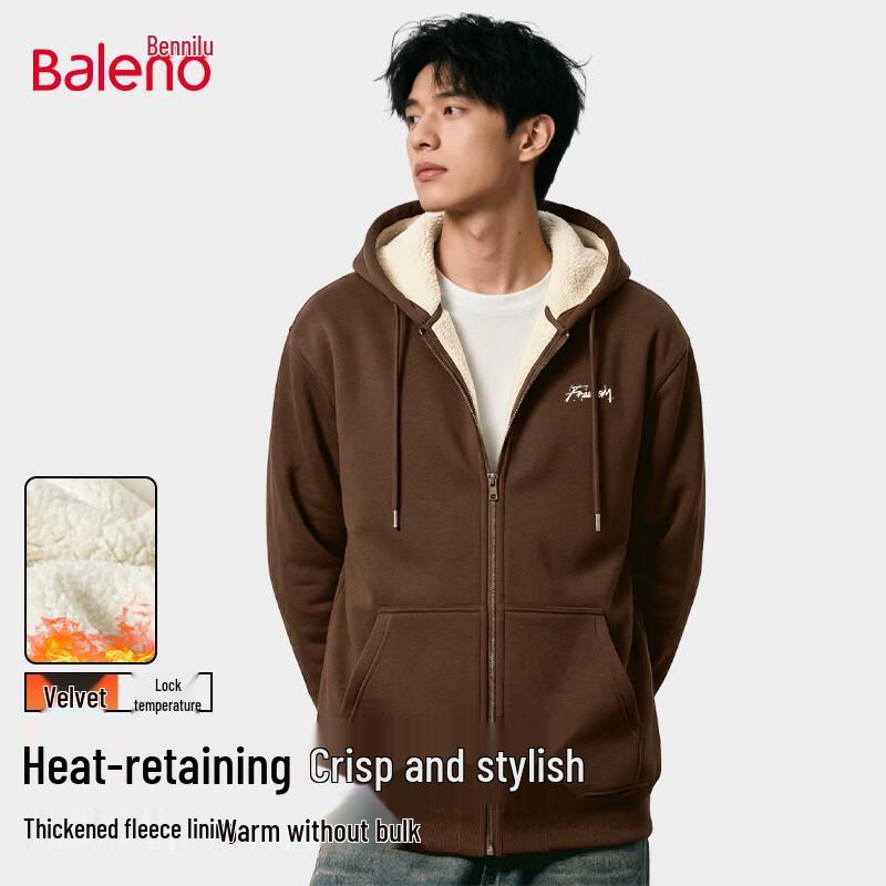 Baleno Men's Heavyweight Fleece-Lined Hooded Zip-Up Sweatshirt Jacket