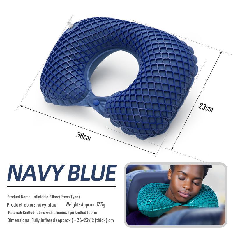 

CLS U-shaped Inflatable Neck Pillow for Travel, Self-driving Tours, Airplanes, Trains, and Office Naps. темно-синий