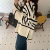 2025 autumn and winter loose tops fashion Korean women's crew neck pullover sweater stripe stitching knitting sweaters for women