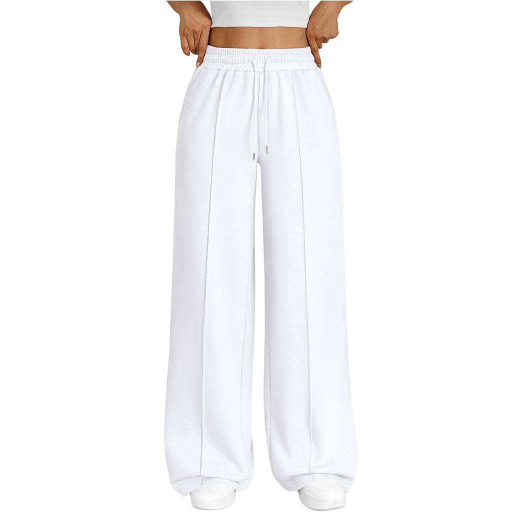 Fashion Women's High Waist Wide Leg Loose Casual Pants Trousers Women's Sports Pants Drawstring Women