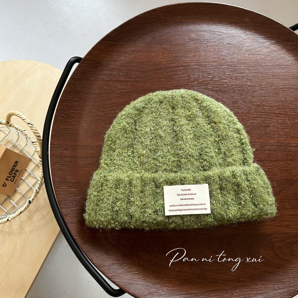 Letter Mark Circle Yarn Women's Knitted Hat Autumn and Winter New Fashion Versatile Hat Winter Warm Ear Protection Casual Woolen Hat