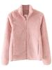 Women's Long Pile Fleece Jacket - Zipper Cardigan, Stand Collar, Warm Long Sleeve Top for Autumn/Winter