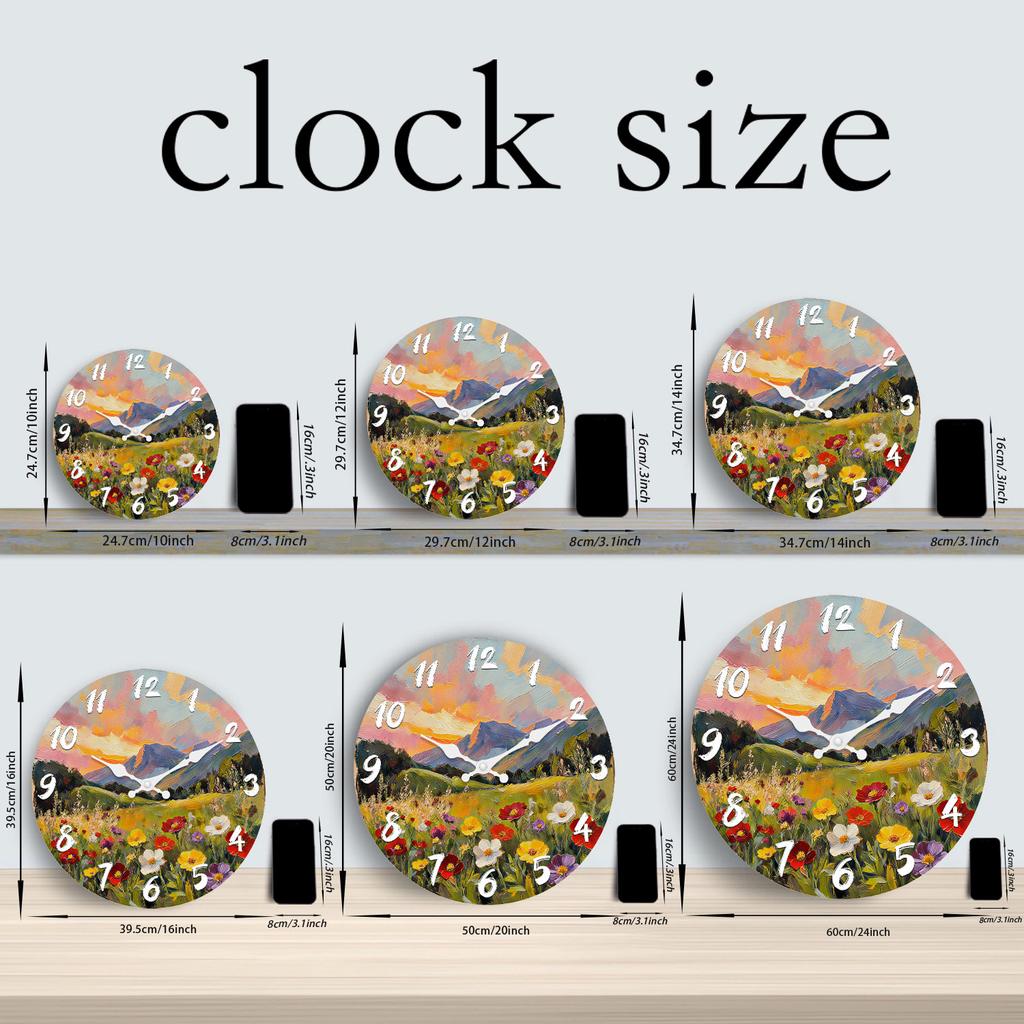 Superior-Grade Pastoral High-Standard Scenery High-Standard Wooden High-Standard Wall Clock 10-16Inch Top-Grade Silent Premium-Quality Wall