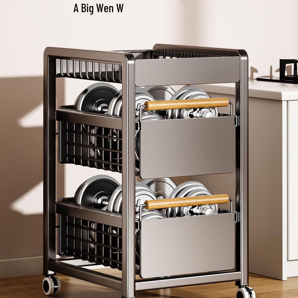 Multi-Layer Mobile Kitchen Cart for Seasoning, Snacks, and Produce Storage
