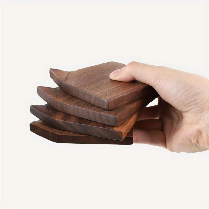 1 Stück Japanischer Einfacher Eck-Untersetzer Leicht zu Halten Massivholz Holz Wärmeisolierende Matte Kreativer Teetassenhalter Topfhalter.