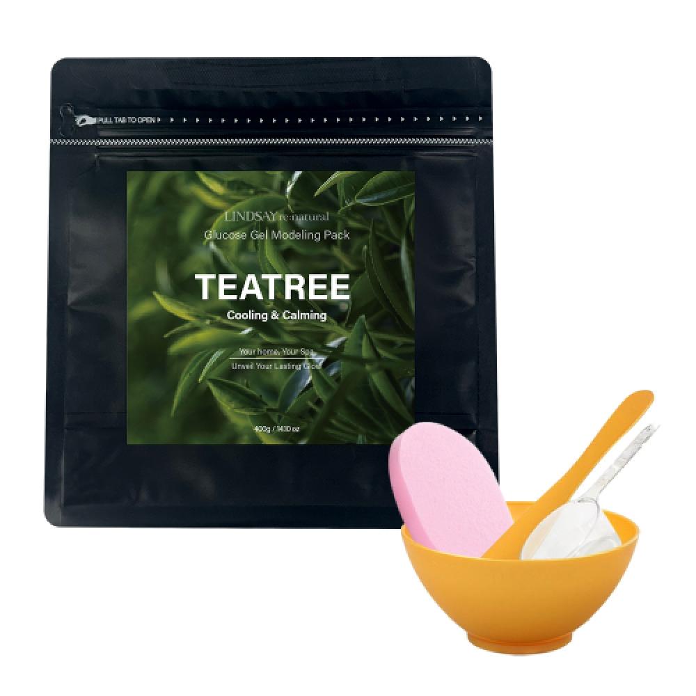 Lindsay Renatural Tea Tree Modeling Pack 400g+Pack Tools+cleansing Sponges 5 Home Aesthetics Grain 400g+pack of 3 tools+pink cotton