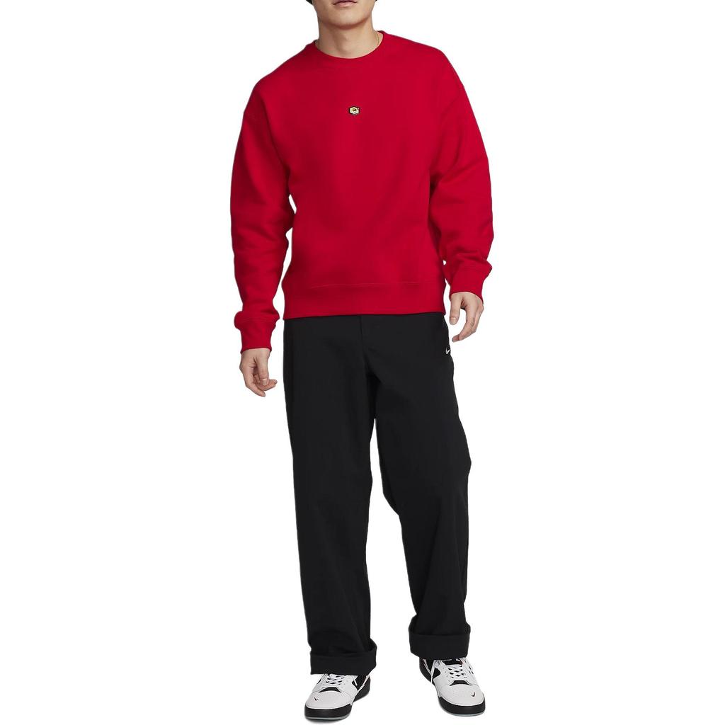 Nike Solid Color Crew Neck Casual Long Sleeve Sweatshirt Men Sweatshirt Red FN2550-657