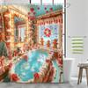 Christmas Santa Claus Shower Curtain, Merry Christmas Pink Santa Claus Waterproof Fabric Shower Curtain, Funny Xmas Santa Winter
