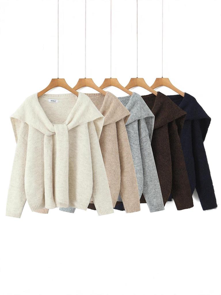 French Autumn Gentle Style Soft Knitwear Pullover and Shawl Two-Piece Set Sweater Top