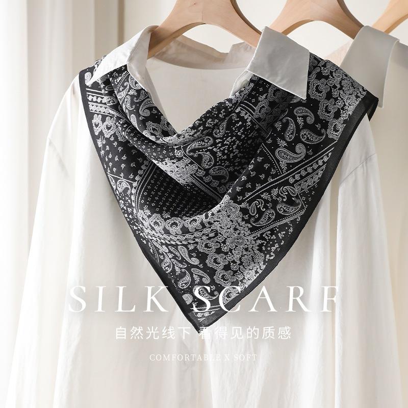 Cashew Nut Small Square Scarf Silk Scarf Women's Matching Shirt Professional Neck Protection Neck Double Crepe Silk Scarf Neck Yarn Wrap